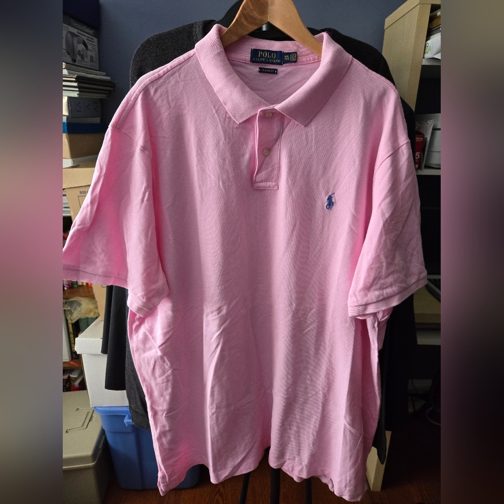 Polo Ralph Lauren Men's Shirt Sleeve Golf Shirt Pink XXL Classic Fit.